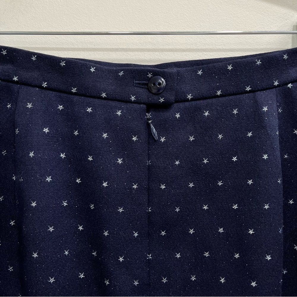 Escada navy blue double breasted wool skirt suit metallic silver star print - Picture 10 of 14